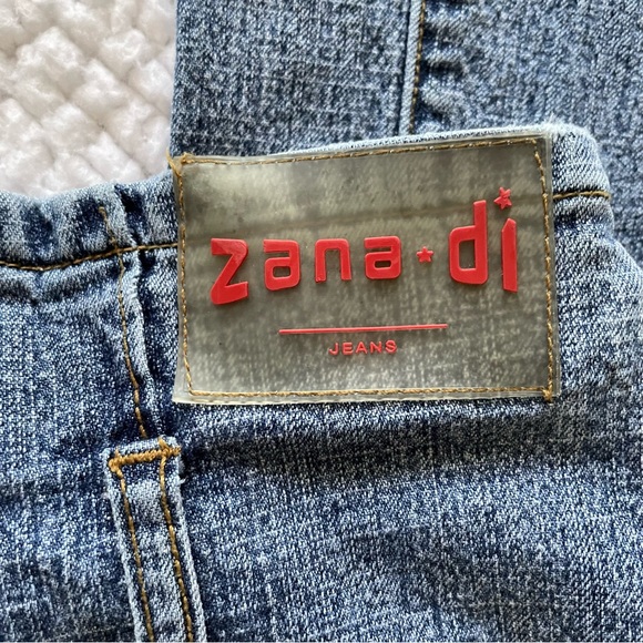 Zana Di low rise Y2K jeans denim back zipper belt loops flares with zippers sz 3 - Picture 6 of 10